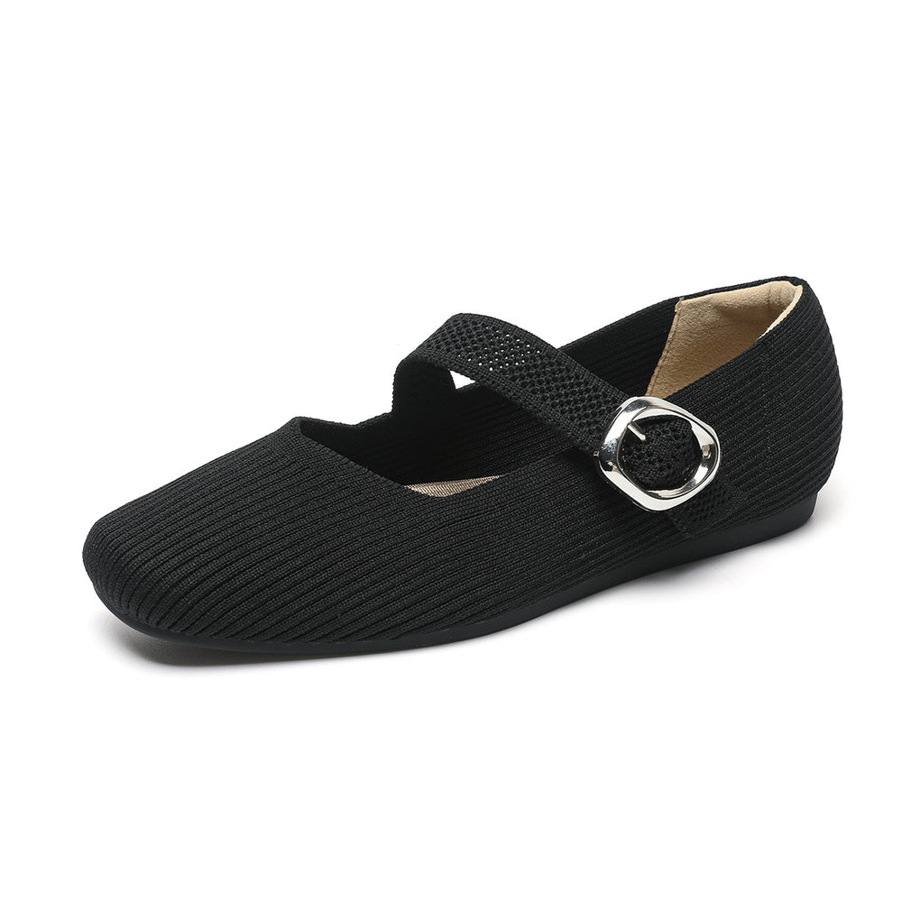 Mary Jane Comfort Flats in Classic Black