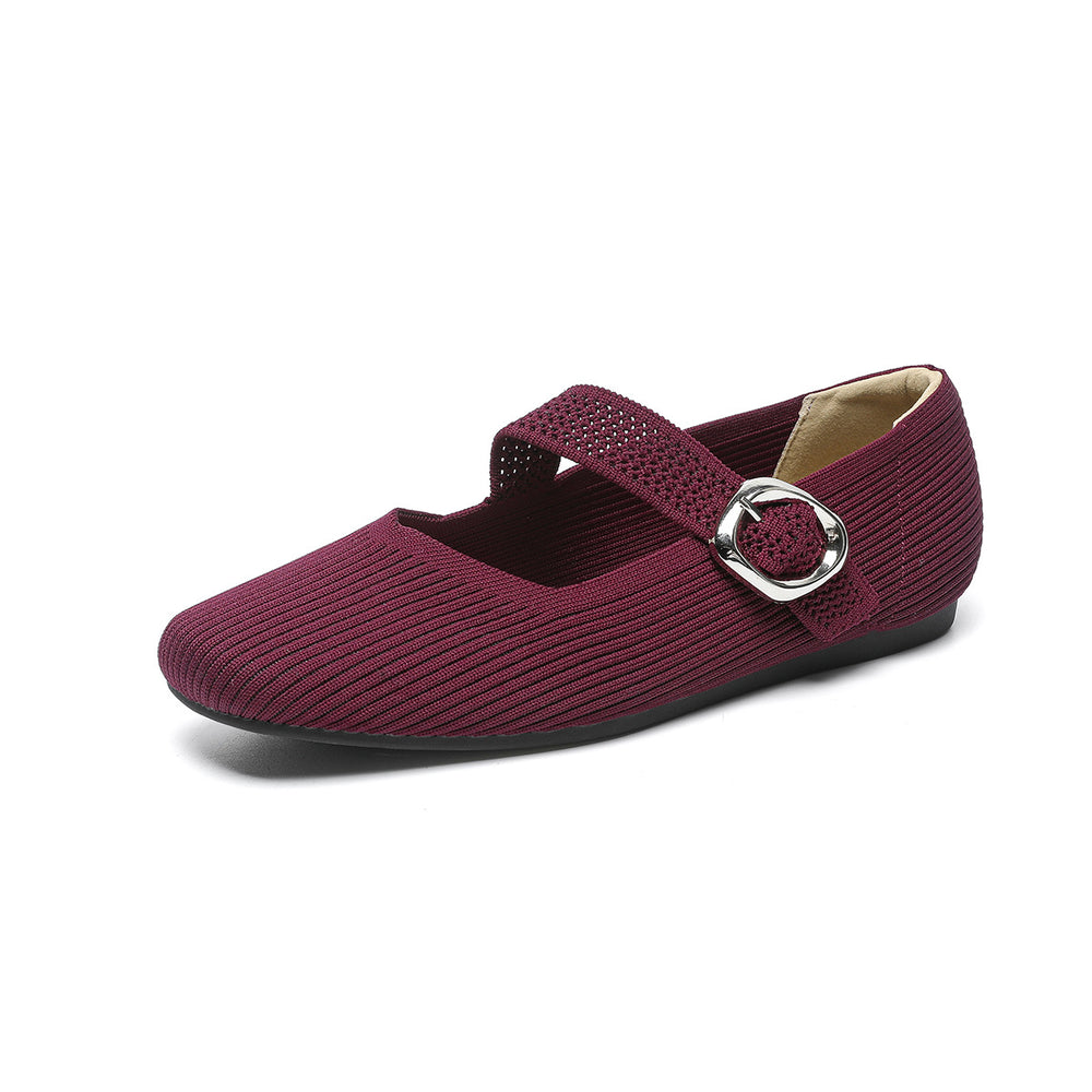Mary Jane Comfort Flats in Rich Burgundy